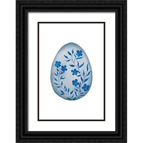 Blue Egg Black Ornate Wood Framed Art Print with Double Matting by JJ Design