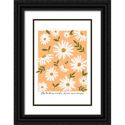 May the Flowers Black Ornate Wood Framed Art Print with Double Matting by JJ Design