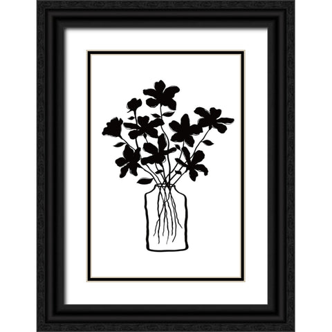 Black Bouquet Black Ornate Wood Framed Art Print with Double Matting by JJ Design