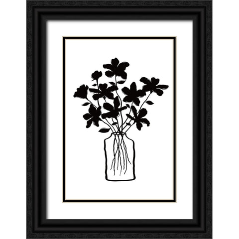 Black Bouquet II Black Ornate Wood Framed Art Print with Double Matting by JJ Design
