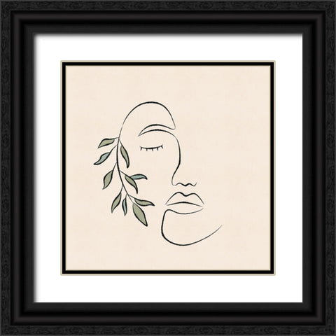 About Face Botanical Black Ornate Wood Framed Art Print with Double Matting by JJ Design