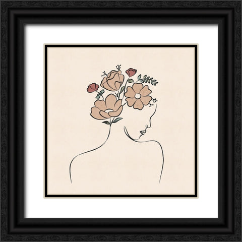 Flowers in her Hair Black Ornate Wood Framed Art Print with Double Matting by JJ Design