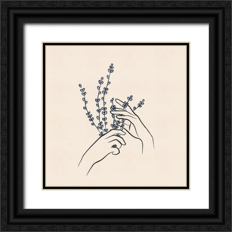 Lavender Hands Black Ornate Wood Framed Art Print with Double Matting by JJ Design