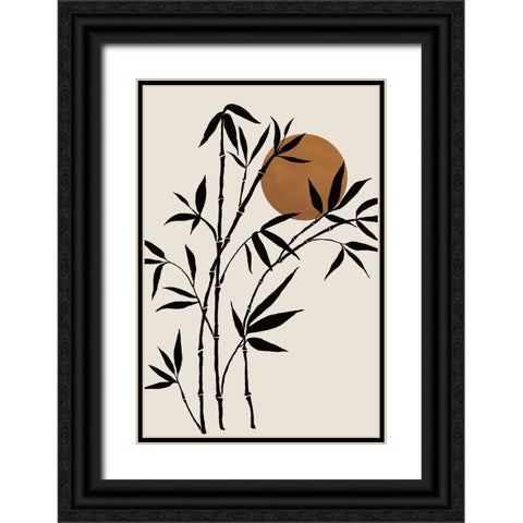 Bamboo Black Ornate Wood Framed Art Print with Double Matting by JJ Design