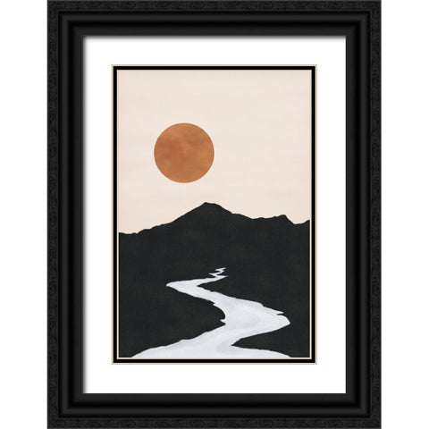 Black Mountain Sunset Black Ornate Wood Framed Art Print with Double Matting by JJ Design