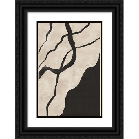 Scribbles II Black Ornate Wood Framed Art Print with Double Matting by JJ Design