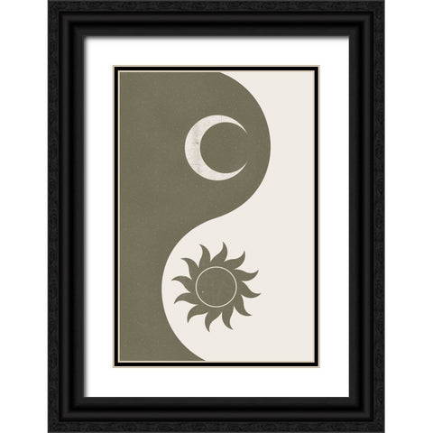 Yin Yang Black Ornate Wood Framed Art Print with Double Matting by JJ Design
