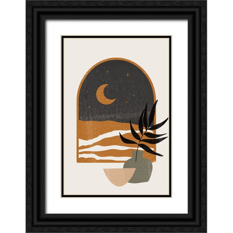 Moon View Black Ornate Wood Framed Art Print with Double Matting by JJ Design