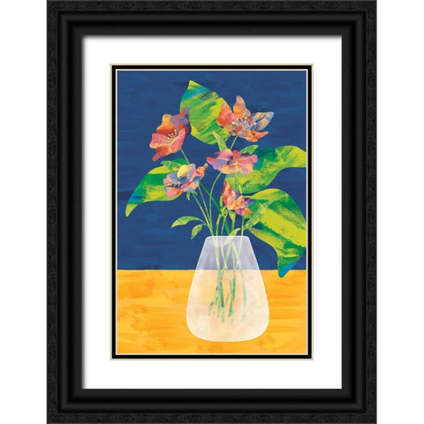 Flower Vase Black Ornate Wood Framed Art Print with Double Matting by JJ Design