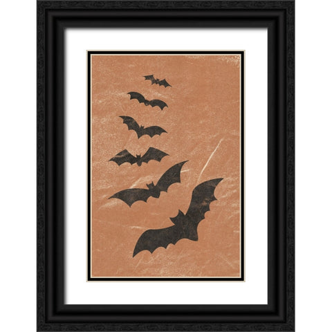 Bats Black Ornate Wood Framed Art Print with Double Matting by JJ Design
