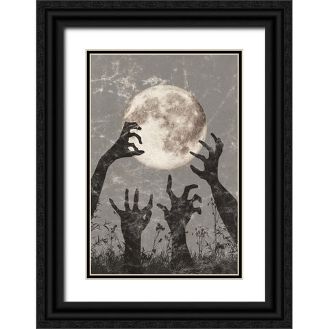 Zombie Hands Black Ornate Wood Framed Art Print with Double Matting by JJ Design