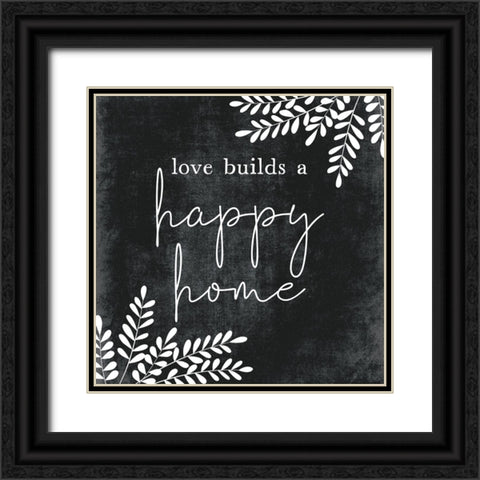 A Happy Home Black Ornate Wood Framed Art Print with Double Matting by JJ Design