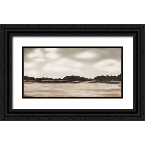 Neutral Landscape Black Ornate Wood Framed Art Print with Double Matting by JJ Design