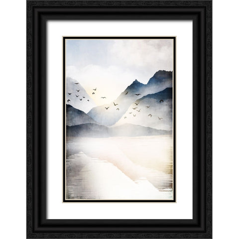 Misty Landscape II Black Ornate Wood Framed Art Print with Double Matting by JJ Design