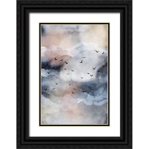 Misty Landscape III Black Ornate Wood Framed Art Print with Double Matting by JJ Design