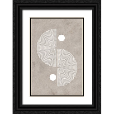Neutral Side Arches Black Ornate Wood Framed Art Print with Double Matting by JJ Design