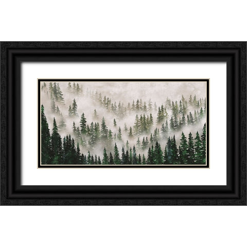 Misty Forest Black Ornate Wood Framed Art Print with Double Matting by JJ Design