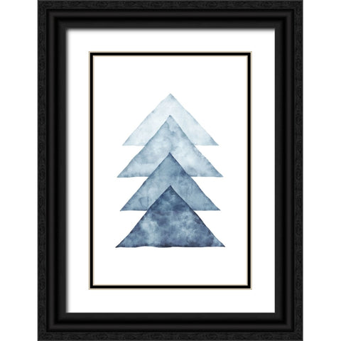 Blue Shapes II Black Ornate Wood Framed Art Print with Double Matting by JJ Design