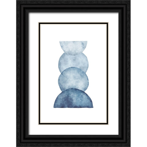 Blue Shapes III Black Ornate Wood Framed Art Print with Double Matting by JJ Design