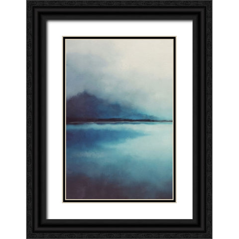 Misty Blue Landscape Black Ornate Wood Framed Art Print with Double Matting by JJ Design