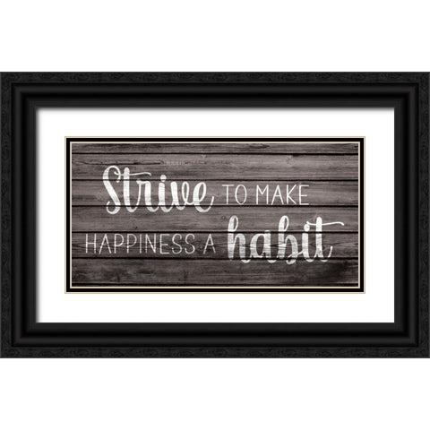 Happiness is a Habit Black Ornate Wood Framed Art Print with Double Matting by JJ Design