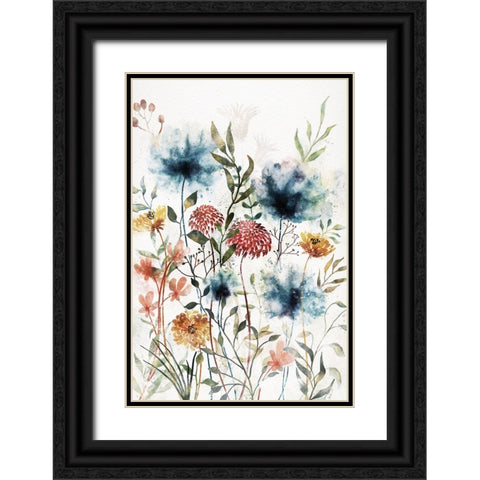 Wildflowers II Black Ornate Wood Framed Art Print with Double Matting by JJ Design