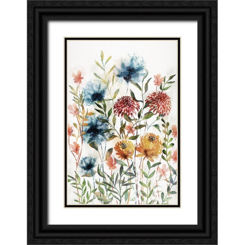 Wildflowers II Black Ornate Wood Framed Art Print with Double Matting by JJ Design