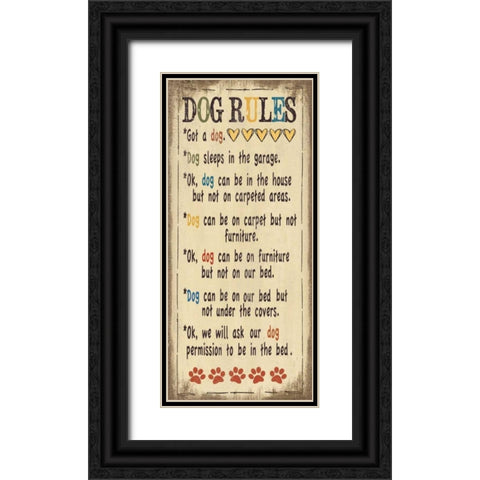 Dog Rules Black Ornate Wood Framed Art Print with Double Matting by Moulton, Jo