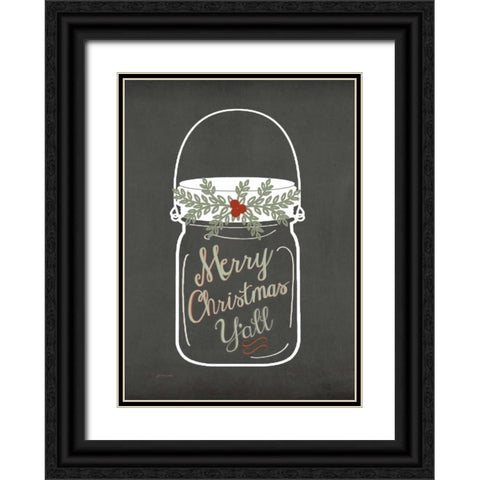 Merry Christmas Yall Black Ornate Wood Framed Art Print with Double Matting by Moulton, Jo