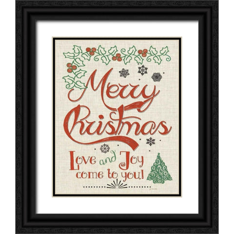Love and Joy Linen Black Ornate Wood Framed Art Print with Double Matting by Moulton, Jo