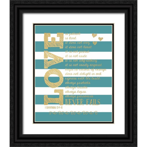 Love Never Fails Black Ornate Wood Framed Art Print with Double Matting by Moulton, Jo