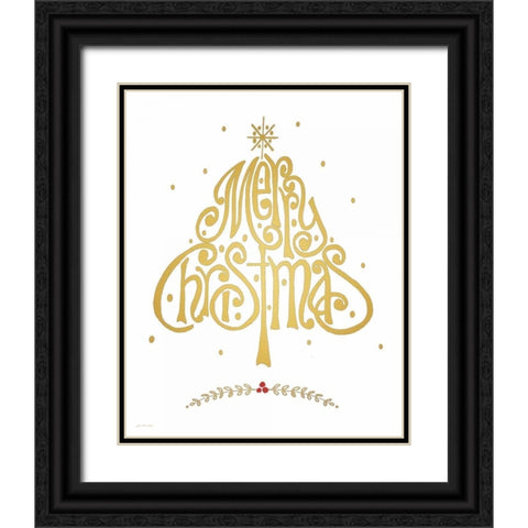 Merry Christmas Black Ornate Wood Framed Art Print with Double Matting by Moulton, Jo