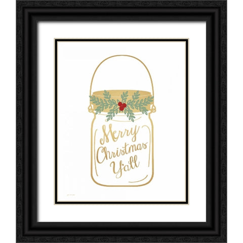 Merry Christmas Yall Black Ornate Wood Framed Art Print with Double Matting by Moulton, Jo