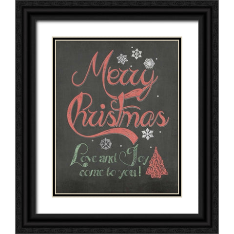 Merry Christmas Black Ornate Wood Framed Art Print with Double Matting by Moulton, Jo