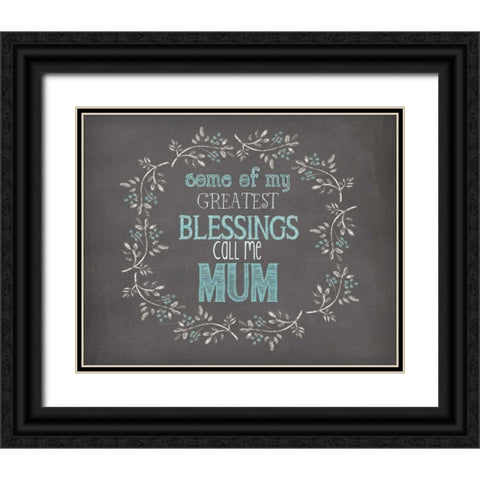 Mums Blessings Black Ornate Wood Framed Art Print with Double Matting by Moulton, Jo