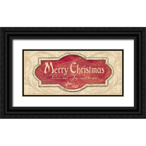 Merry Christmas Black Ornate Wood Framed Art Print with Double Matting by Moulton, Jo