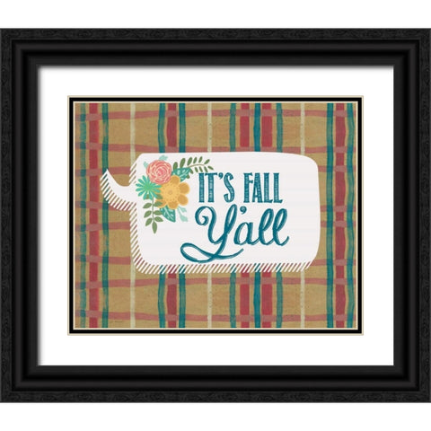 Fall Yall - Plaid Black Ornate Wood Framed Art Print with Double Matting by Moulton, Jo