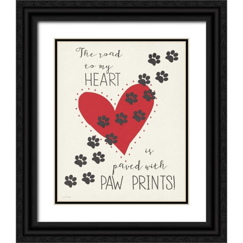 Paw Prints Black Ornate Wood Framed Art Print with Double Matting by Moulton, Jo