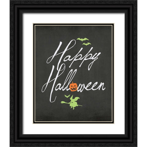 Happy Halloween Black Ornate Wood Framed Art Print with Double Matting by Moulton, Jo