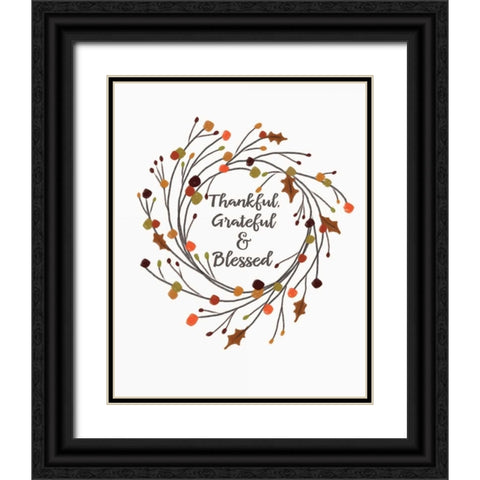 Thankful Black Ornate Wood Framed Art Print with Double Matting by Moulton, Jo
