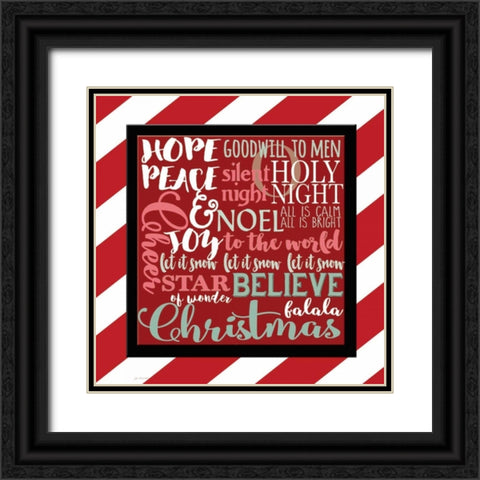 Candy Striped Christmas Subway Black Ornate Wood Framed Art Print with Double Matting by Moulton, Jo