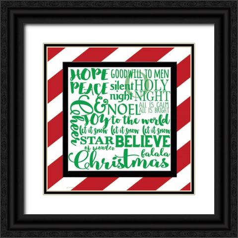 Candy Striped Christmas Subway II Black Ornate Wood Framed Art Print with Double Matting by Moulton, Jo