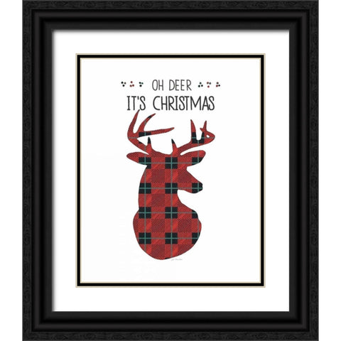 Oh Deer Its Christmas Black Ornate Wood Framed Art Print with Double Matting by Moulton, Jo