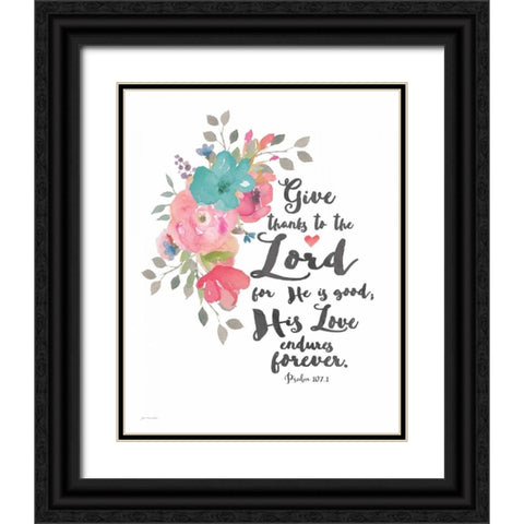 Give Thanks to the Lord Black Ornate Wood Framed Art Print with Double Matting by Moulton, Jo