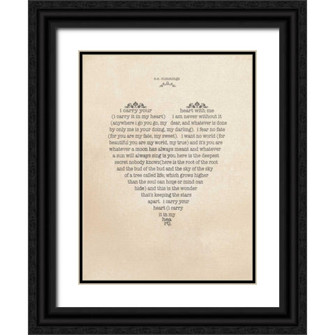 I Carry Your Heart Black Ornate Wood Framed Art Print with Double Matting by Moulton, Jo
