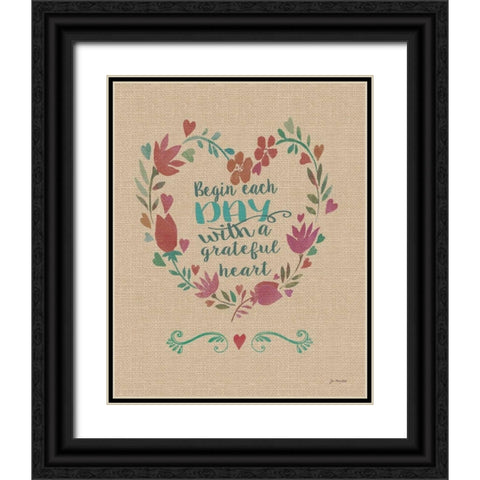 Grateful Heart Black Ornate Wood Framed Art Print with Double Matting by Moulton, Jo