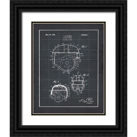 Football Helmet - Black Black Ornate Wood Framed Art Print with Double Matting by Moulton, Jo