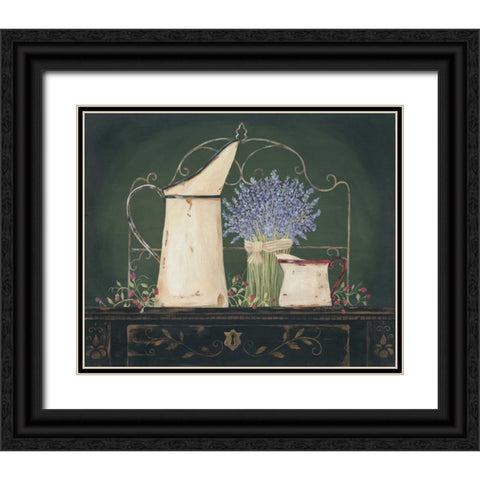 Floral with Lavendar Black Ornate Wood Framed Art Print with Double Matting by Moulton, Jo