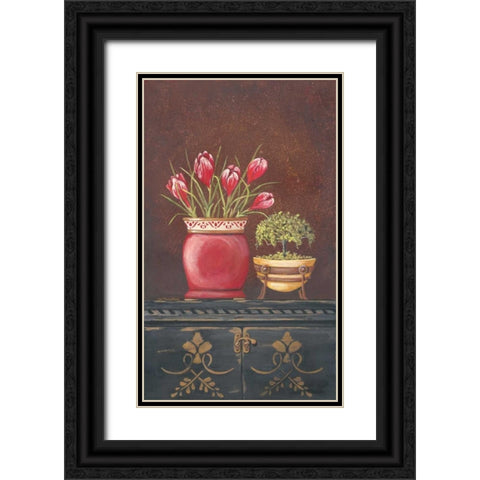Asiain Red Crocus Floral Black Ornate Wood Framed Art Print with Double Matting by Moulton, Jo