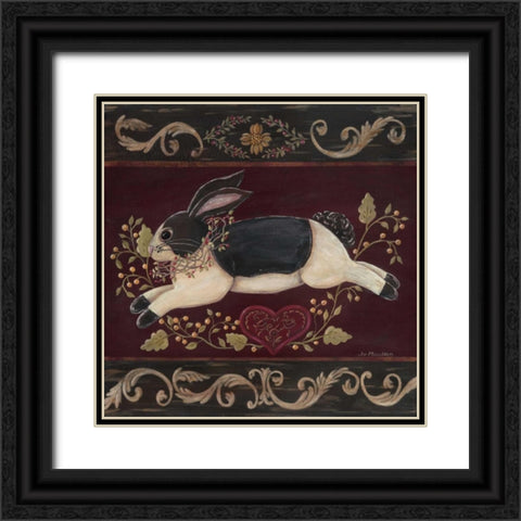 Folk Bunny II Black Ornate Wood Framed Art Print with Double Matting by Moulton, Jo
